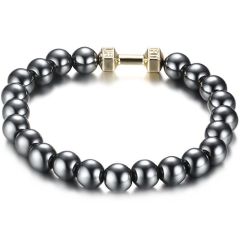 COI Gold Tone Titanium Synthetic Pearl Bracelet With Steel Clasp(Length: 7.71 inches)-8517BB