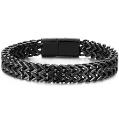 COI Black Titanium Bracelet With Steel Clasp(Length: 8.66 inches)-8522BB