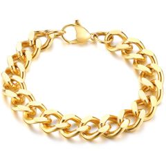 COI Gold Tone Titanium Bracelet With Steel Clasp(Length: 7.87 inches)-8523BB