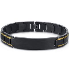 COI Titanium Black Gold Tone Bracelet With Steel Clasp(Length: 8.46 inches)-8525BB
