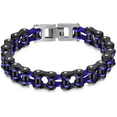 COI Titanium Black Blue/Red/Gold Tone/Silver Bracelet With Steel Clasp(Length: 8.66 inches)-8531BB