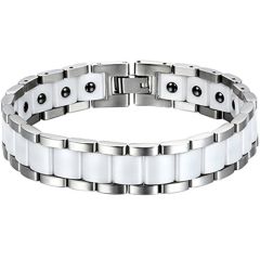 COI Titanium White Ceramic Bracelet With Steel Clasp(Length: 8.07 inches)-8535BB