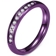 **COI Titanium Purple/Gold Tone/Silver Ring With Cubic Zirconia-8538BB