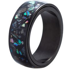 **COI Black Titanium Abalone Shell Step Edges Ring-8545BB