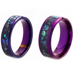 **COI Purple Titanium Abalone Shell Beveled Edges Ring-8546BB