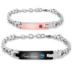 COI Titanium Black/Rose Silver True Love Cubic Zirconia Bracelet With Steel Clasp(Length: 8.46 inches/9.64 inches)-8562BB