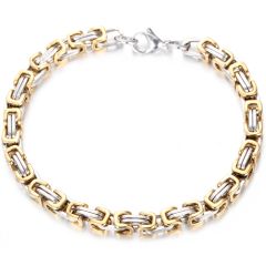 COI Titanium Gold Tone/Silver/Gold Tone Silver Bracelet With Steel Clasp(Length: 8.46 inches)-8563BB