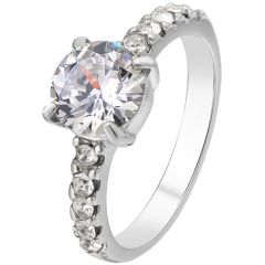 **COI Titanium Solitaire Ring With Cubic Zirconia-8568BB