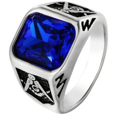 **COI Titanium Masonic Freemason Ring With Stone-8572BB