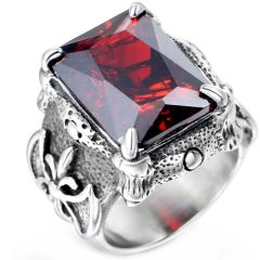 **COI Titanium Ring With Created Red Ruby-8581BB