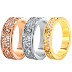 **COI Titanium Gold Tone/Rose/Silver Ring With Cubic Zirconia-8598BB