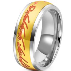 **COI Titanium Gold Tone Silver Lord The Rings Power Ring-8601BB