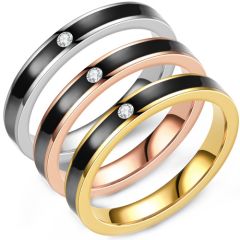 **COI Titanium Black Gold Tone/Rose/Silver Ring With Cubic Zirconia-8627BB