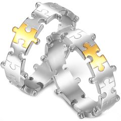 **COI Titanium Gold Tone Silver Puzzle Ring-8643BB