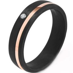 **COI Titanium Black Gold Tone/Rose/Silver Dome Court Ring-8661BB