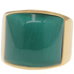 **COI Titanium Gold Tone/Silver Ring With Synthetic Jade-8705BB
