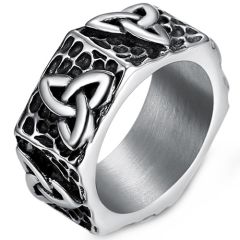 **COI Titanium Black Silver Trinity Knots Ring-8722BB