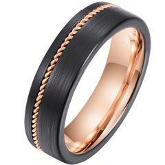 **COI Titanium Black Rose Wire Pipe Cut Flat Ring-8746BB