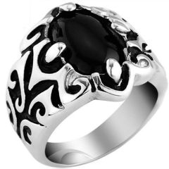 **COI Titanium Black Silver Ring With Black Onyx-8752BB