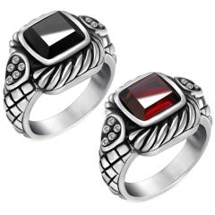 **COI Titanium Black Silver Ring With Cubic Zirconia-8769BB