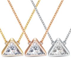 **COI Titanium Gold Tone/Rose/Silver Necklace With Cubic Zirconia(Length:19.6 inches)-8798BB