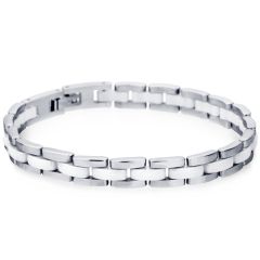 **COI Titanium White Ceramic Bracelet With Steel Clasp(Length: 8.27 inches)-8832BB