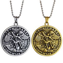 **COI Titanium Black Gold Tone/Silver St Michael Pendant-8892BB