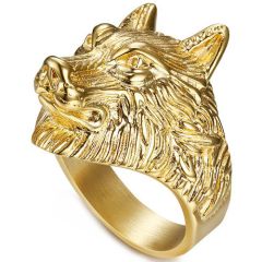 **COI Gold Tone Titanium Wolf Ring-8895BB