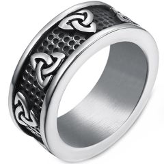 **COI Titanium Black Silver Trinity Knots Ring-8902BB