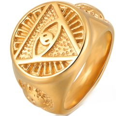 **COI Gold Tone Titanium Masonic Freemason Ring-8914BB
