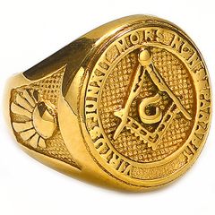 **COI Gold Tone Titanium Masonic Freemason Ring-8932BB