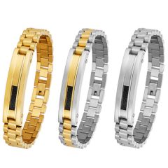 **COI Titanium Gold Tone/Silver/Gold Tone & Silver Carbon Fiber Bracelet With Steel Clasp(Length: 8.07 inches)-8953BB
