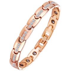 **COI Titanium Rose/Silver Cubic Zirconia Bracelet With Steel Clasp(Length: 8.46 inches)-8958BB