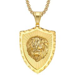 **COI Gold Tone Titanium Lion Pendant-8985BB