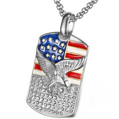 **COI Titanium Gold Tone/Silver American Flag & Eagle Pendant-8990BB