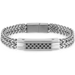 **COI Titanium Gold Tone/Silver Checkered Flag Bracelet With Steel Clasp(Length: 7.87 inches)-9008BB