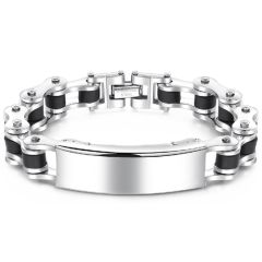 **COI Titanium Black Silver Bracelet With Steel Clasp(Length: 8.27 inches)-9014BB