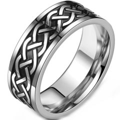 **COI Titanium Black Silver Celtic Eternity Ring-9038BB