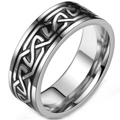 **COI Titanium Black Silver Celtic Eternity Ring-9039BB