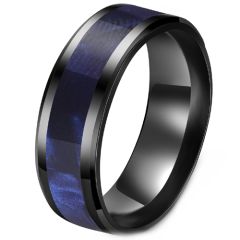 **COI Black Titanium Blue Camo Beveled Edges Ring-9090BB