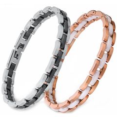 **COI Titanium Rose/Silver Ceramic Bracelet With Steel Clasp(Length: 7.87 inches)-9106BB