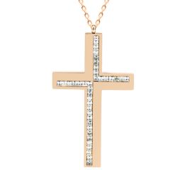 **COI Rose Titanium Cross Pendant With Cubic Zirconia-9112BB