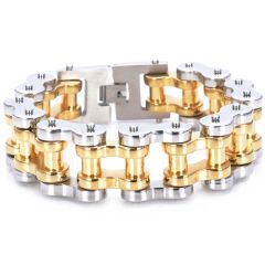 **COI Titanium Gold Tone Silver Bracelet With Steel Clasp(Length: 9.25 inches)-9137BB