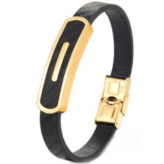 **COI Titanium Black/Gold Tone/Silver Carbon Fiber Bracelet With Steel Clasp(Length: 8.27 inches)-9138BB