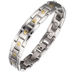 **COI Titanium Silver/Gold Tone Silver Screws Bracelet With Steel Clasp(Length: 8.39 inches)-9189BB