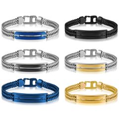 **COI Titanium Black/Blue/Gold Tone/Silver Bracelet With Steel Clasp(Length: 7.87 inches)-9197BB