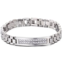 **COI Titanium Cubic Zirconia Bracelet With Steel Clasp(Length: 8.27 inches)-9198BB