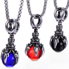 **COI Titanium Black Silver Pendant With Black Onyx/Created Red Ruby/Blue Sapphire-9207BB