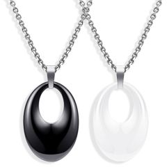 **COI Titanium Pendant With Black/White Ceramic-9208BB