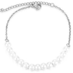 **COI Titanium Gold Tone/Rose/Silver Synthetic Pearl Bracelet With Steel Clasp(Length: 9.06 inches)-9215BB